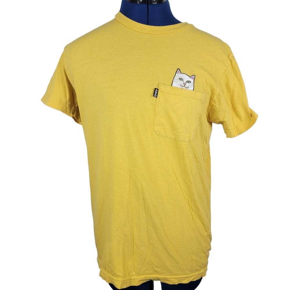 RipNDip Yellow Peeking Nerm Flip Off Cat T Shirt